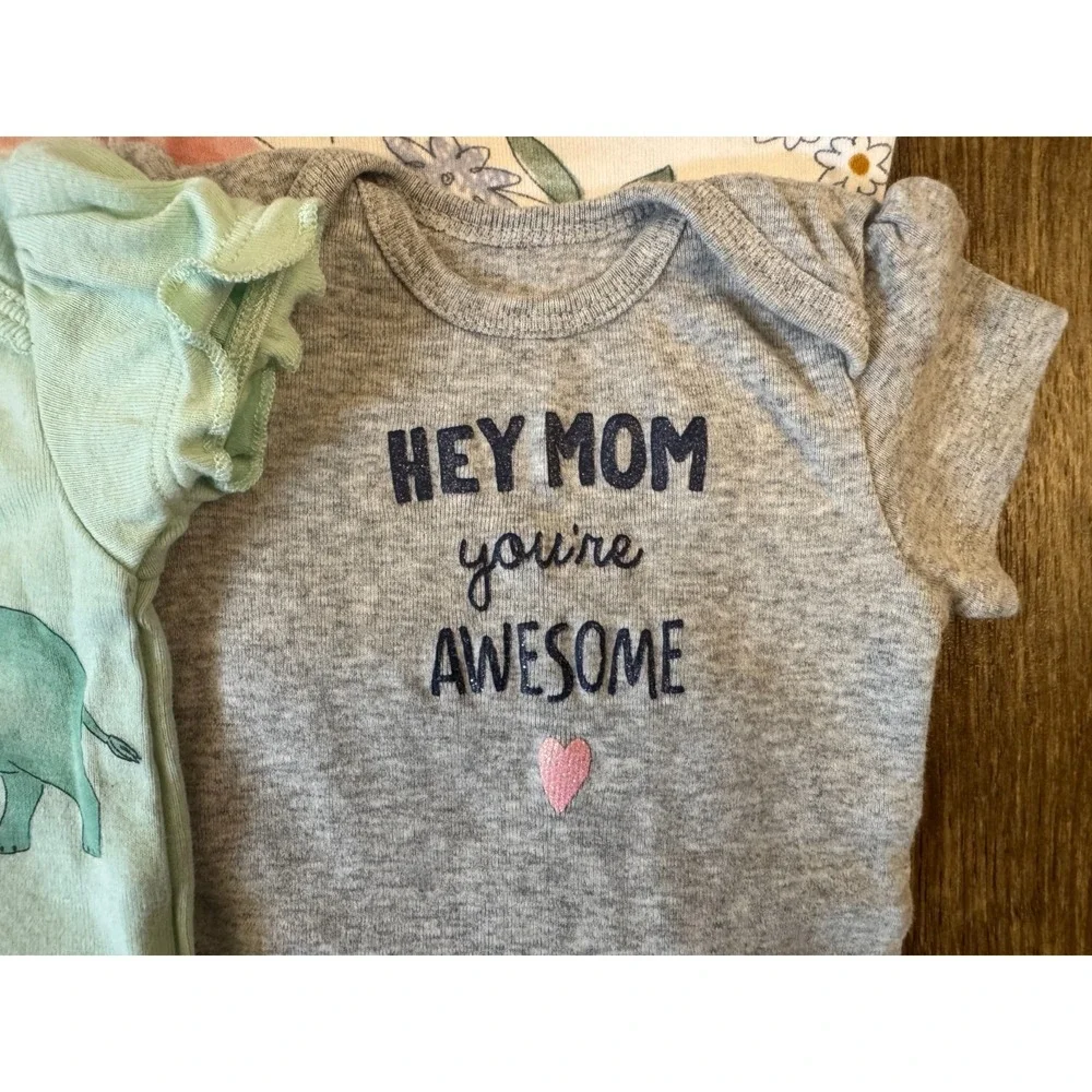 Carters Baby Girl‎ Newborn Outfits Tee Shirts Bodysuits Clothes Lot Mom Awesome